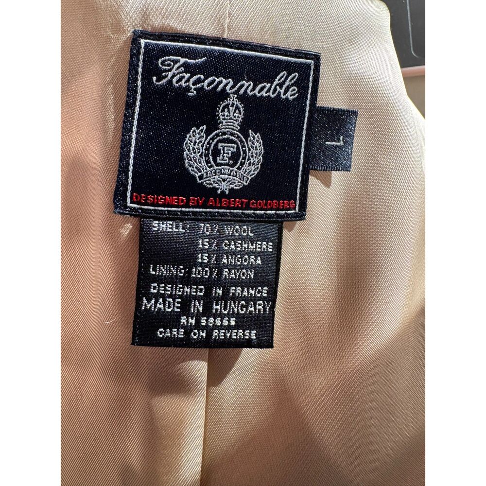 Vintage Facconable Wool Angora Cashmere Blend Coat Size Large Old Money - Picture 9 of 9